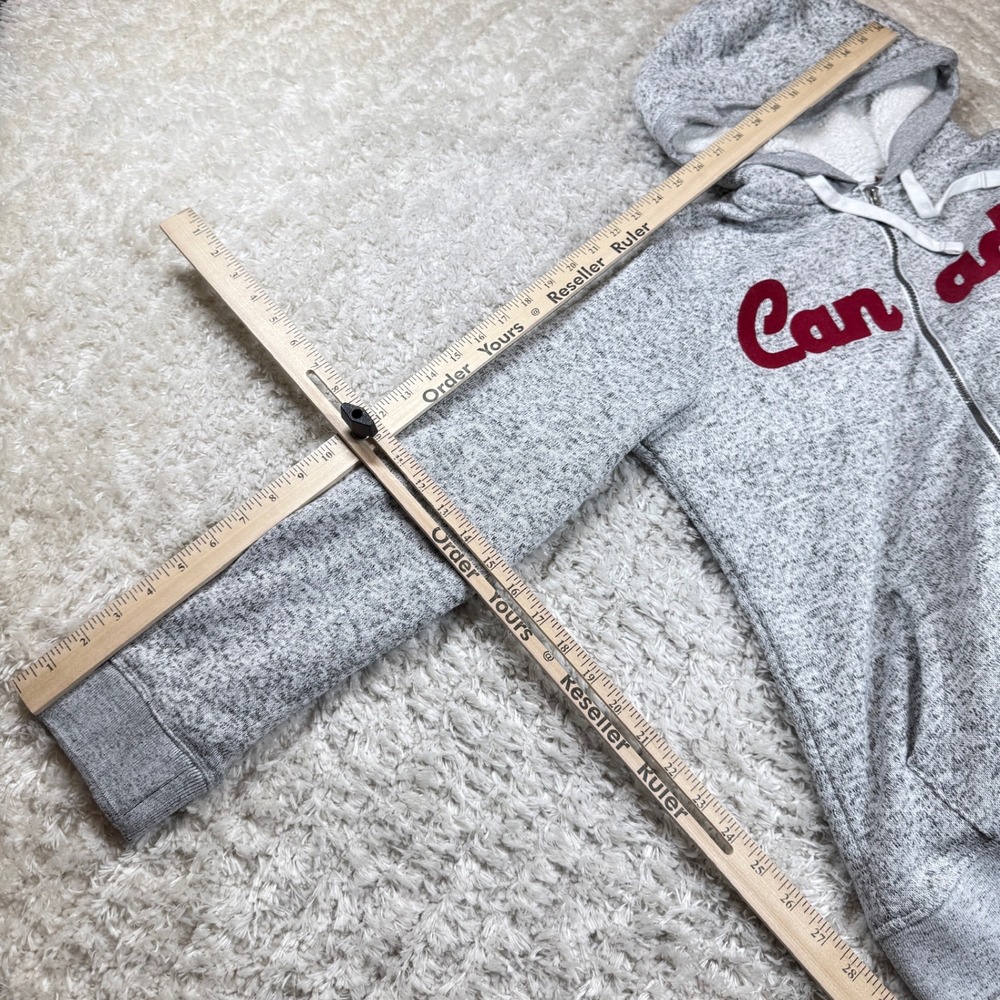Canadiana Hoodie Womens Large Full Zip Canada Patch Gray Maple Leaf Cozy - Picture 10 of 11